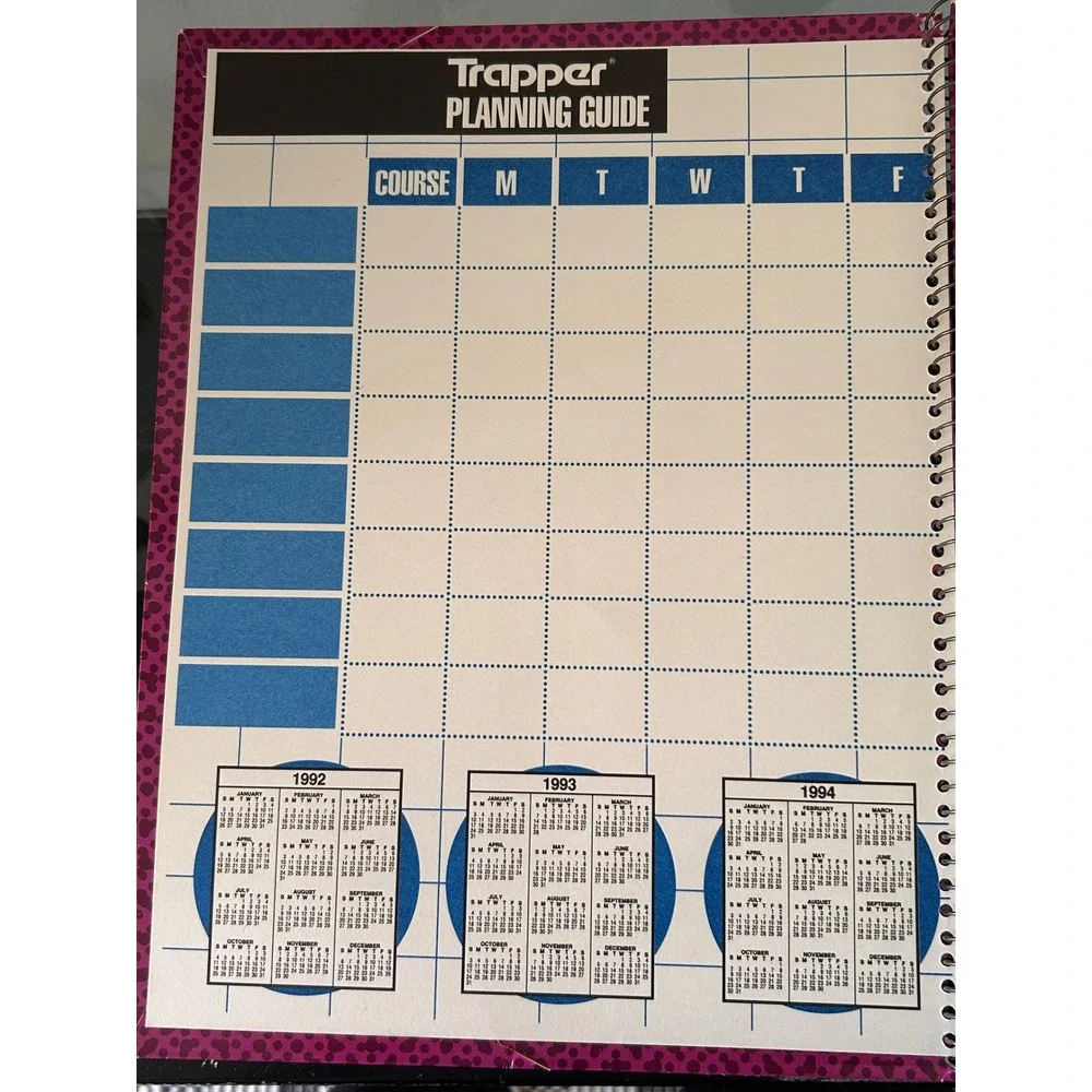 Vintage 1992 Mead Trapper Keeper Notebook Magenta Purple Geometric 80 Sheets